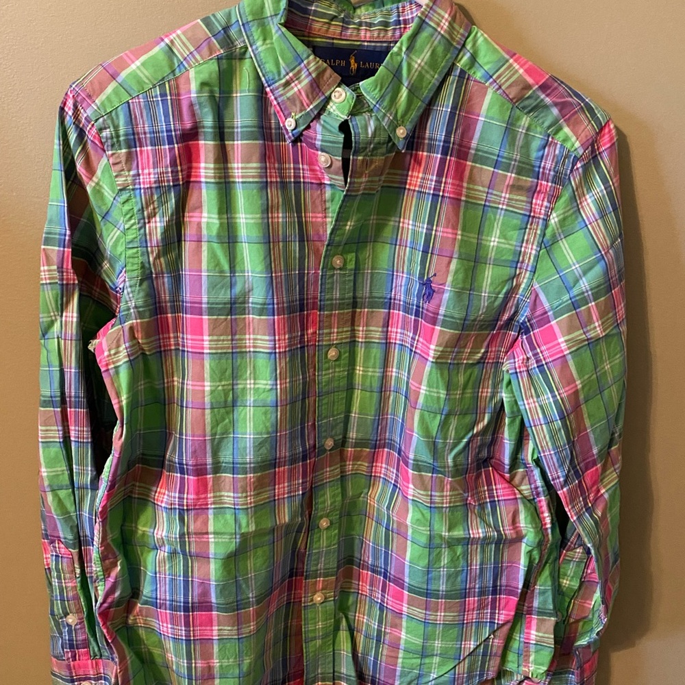 Ralph Lauren spring colors youth large (14-16) long sleeve button down.